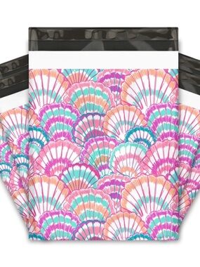 25 Coastal Shell Poly Mailers 10x13 Beach Shipping Bags Boutique Packaging 🐚